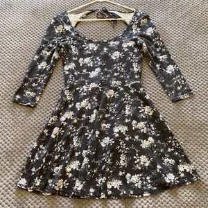 AEO Floral 3/4 Sleeve Skater Dress